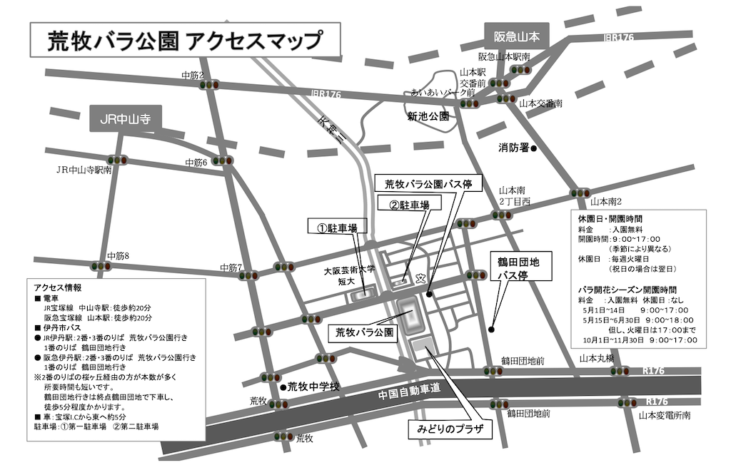 荒牧バラ公園のアクセスマップ