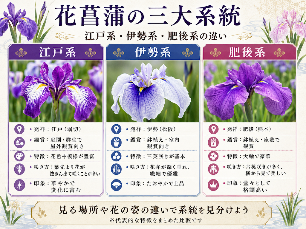 花菖蒲の三大系統の見分け方
