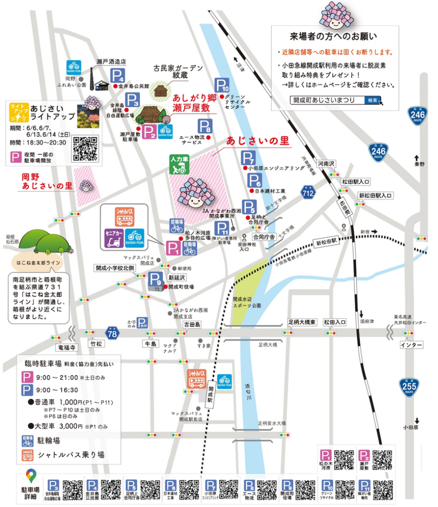 開成町あじさい祭りの駐車場