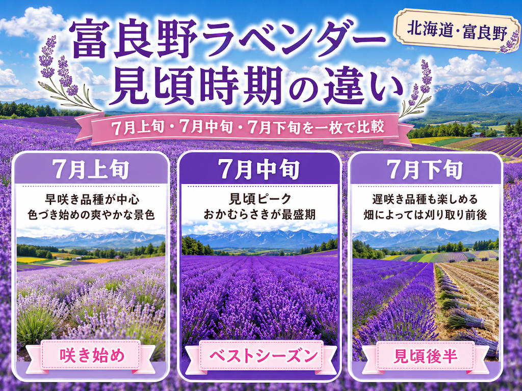 富良野ラベンダー見頃時期の違い